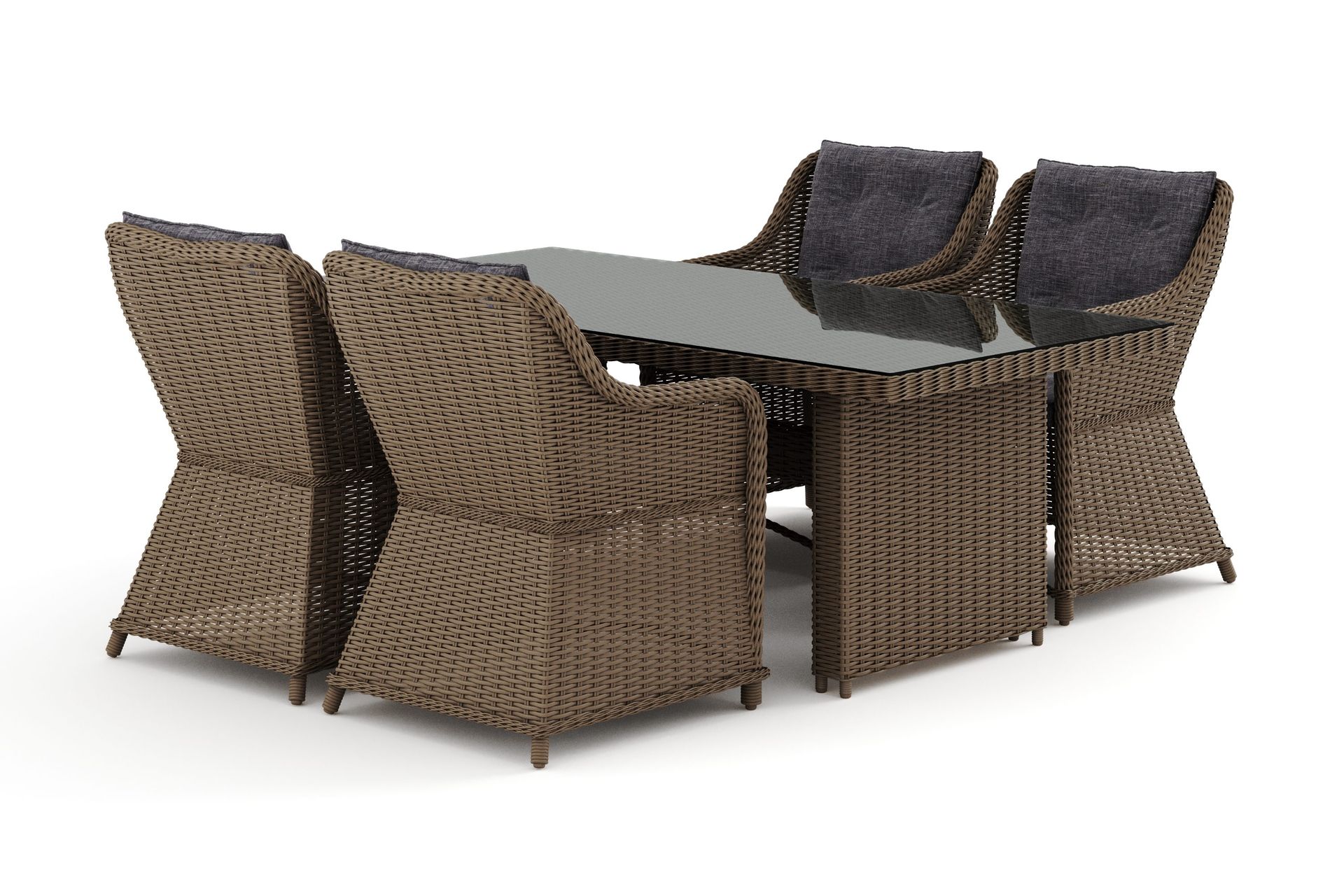 Marcus utomhus matgrupp 160x90 cm med 4 Marcus utef&aring;t&ouml;ljer - Natur