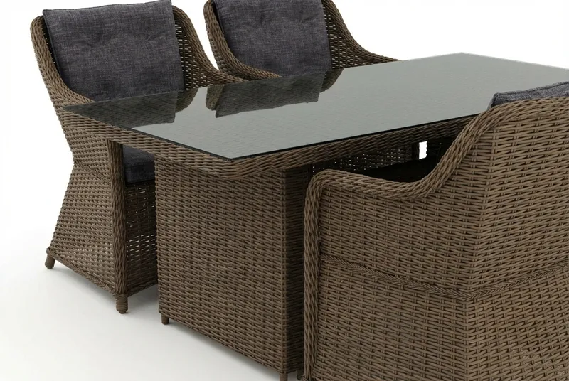 Marcus utomhus matgrupp 160x90 cm med 4 Marcus utefåtöljer - Natur - Utemöbler - Utegrupp - Matgrupper utomhus