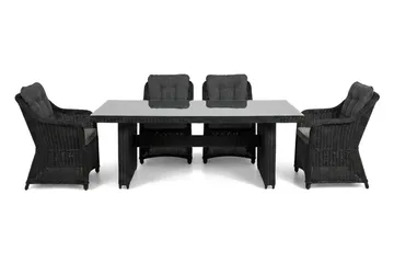 Marcus utomhus matgrupp 160x90 cm med 4 Marcus utefåtöljer - Svart - Utemöbler - Utegrupp - Matgrupper utomhus