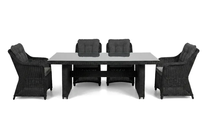 Marcus utomhus matgrupp 160x90 cm med 4 Marcus utefåtöljer - Svart - Utemöbler - Utegrupp - Matgrupper utomhus