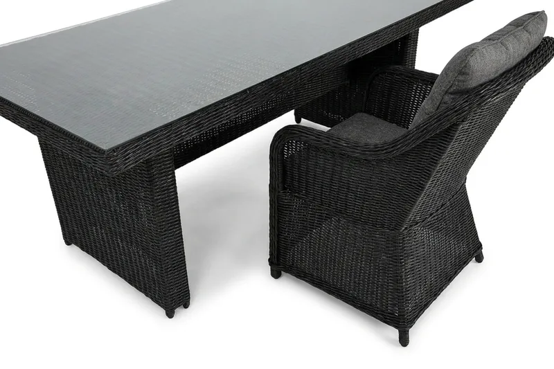 Marcus utomhus matgrupp 160x90 cm med 4 Marcus utefåtöljer - Svart - Utemöbler - Utegrupp - Matgrupper utomhus