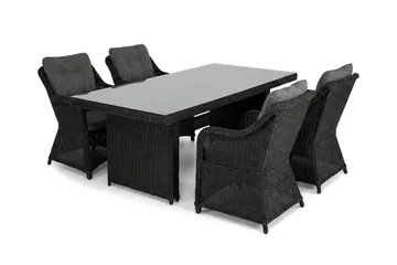 Marcus utomhus matgrupp 160x90 cm med 4 Marcus utefåtöljer - Svart - Utemöbler - Utegrupp - Matgrupper utomhus
