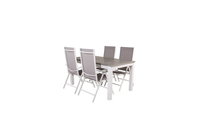 Matgrupp Albany Rektangulärt 125/210x90 cm Vit / Grå med Break Stolar 4 st - 4 st - Utemöbler - Utegrupp - Matgrupper utomhus