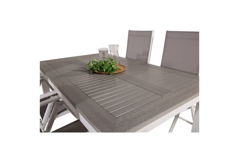 Matgrupp Albany Rektangulärt 125/210x90 cm Vit / Grå med Break Stolar 4 st - 4 st - Utemöbler - Utegrupp - Matgrupper utomhus