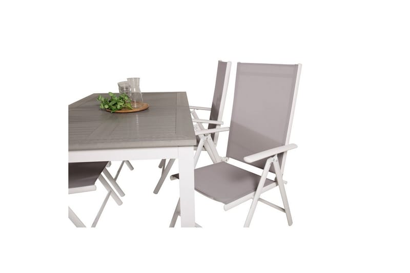 Matgrupp Albany Rektangulärt 125/210x90 cm Vit / Grå med Break Stolar 4 st - 4 st - Utemöbler - Utegrupp - Matgrupper utomhus