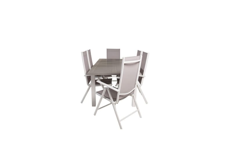 Matgrupp Albany Rektangulärt 125/210x90 cm Vit / Grå med Break Stolar 6 st - 6 st - Utemöbler - Utegrupp - Matgrupper utomhus