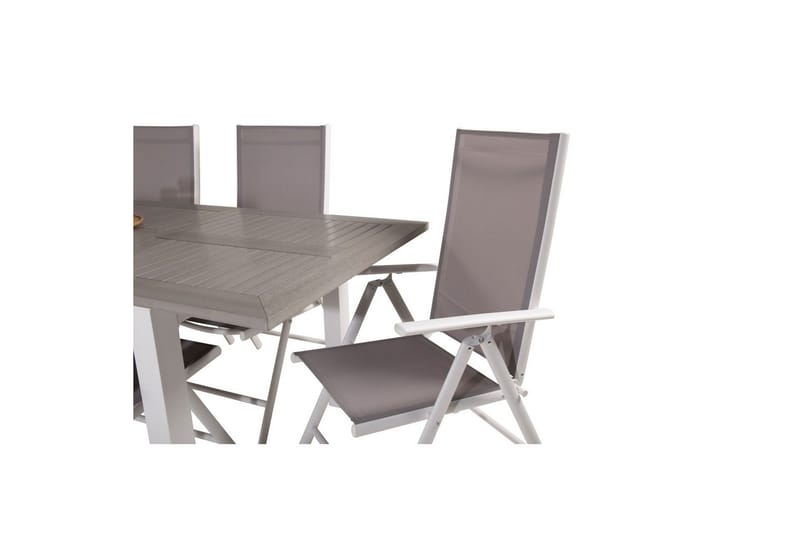 Matgrupp Albany Rektangulärt 125/210x90 cm Vit / Grå med Break Stolar 6 st - 6 st - Utemöbler - Utegrupp - Matgrupper utomhus