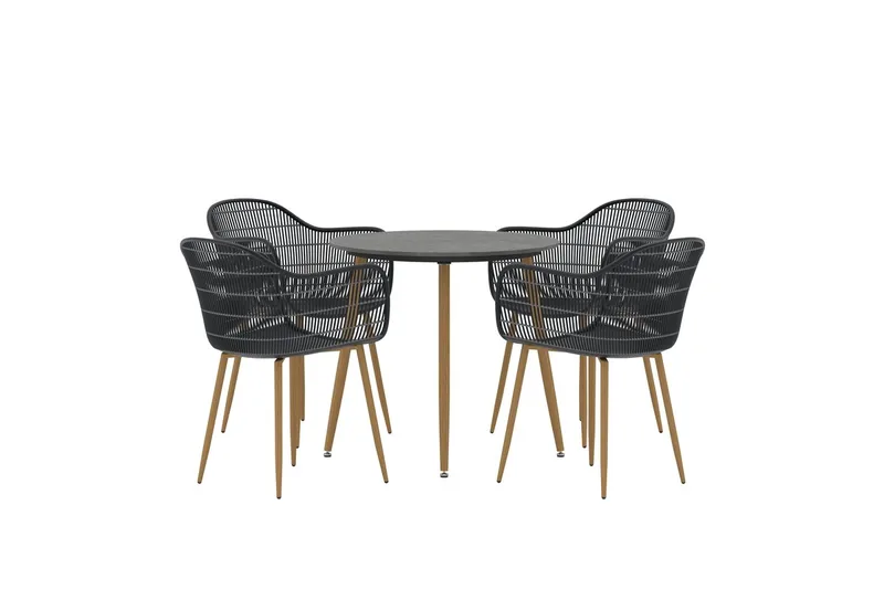 Matgrupp Anafi 80 cm med 4 Stolar Utomhus - Svart - Utemöbler - Utegrupp - Matgrupper utomhus