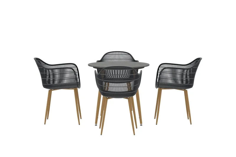 Matgrupp Anafi 80 cm med 4 Stolar Utomhus - Svart - Utemöbler - Utegrupp - Matgrupper utomhus