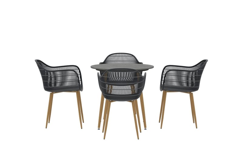 Matgrupp Anafi 80 cm med 4 Stolar Utomhus - Svart - Utemöbler - Utegrupp - Matgrupper utomhus