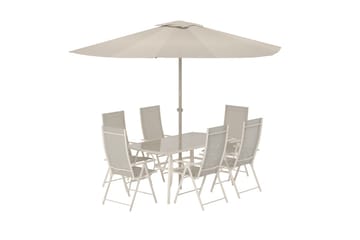 Matgrupp Brekki med 6 Stolar Utomhus - Beige - Utemöbler - Utegrupp - Matgrupper utomhus