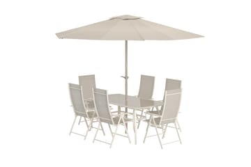 Matgrupp Brekki med 6 Stolar Utomhus - Beige - Utemöbler - Utegrupp - Matgrupper utomhus
