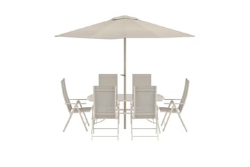 Matgrupp Brekki med 6 Stolar Utomhus - Beige - Utemöbler - Utegrupp - Matgrupper utomhus