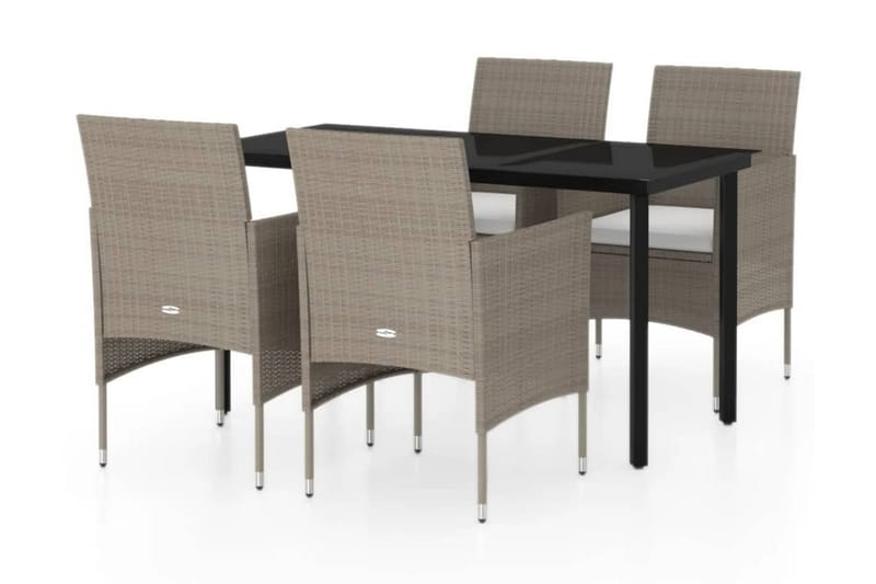 Matgrupp Utomhus för trädgården med dynor 5 delar beige och svart - Beige - Utemöbler - Utegrupp - Matgrupper utomhus