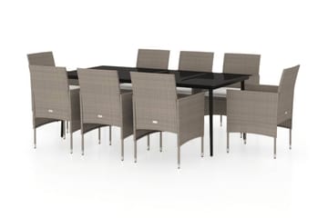 Matgrupp Utomhus för trädgården med dynor 9 delar beige och svart