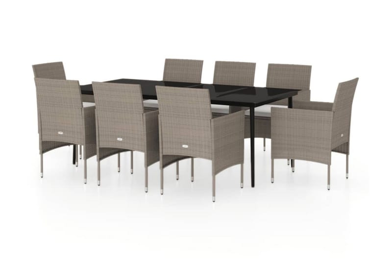Matgrupp Utomhus för trädgården med dynor 9 delar beige och svart - Beige - Utemöbler - Utegrupp - Matgrupper utomhus