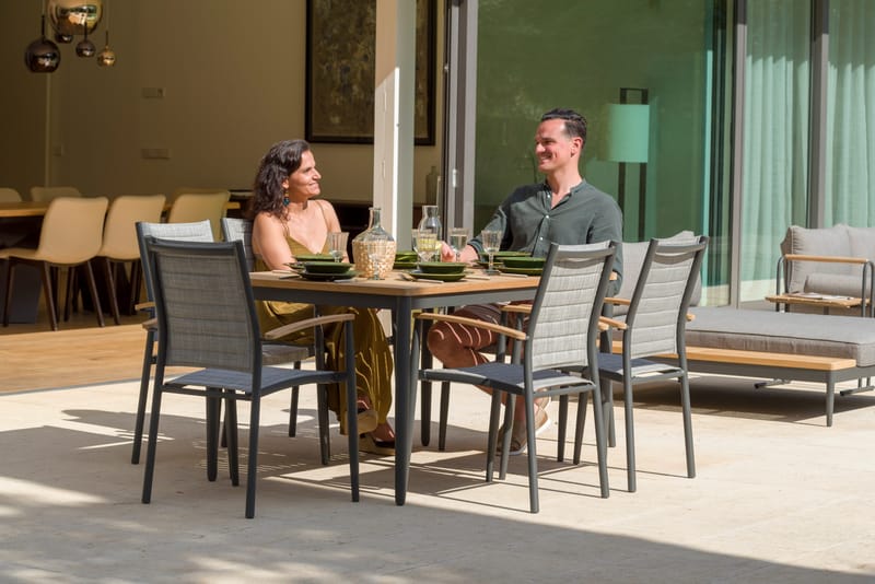 Matgrupp för utomhusbruk TOPAZ 144 cm 4 karmstolar - magnesiumgrå - Utemöbler - Utegrupp - Matgrupper utomhus