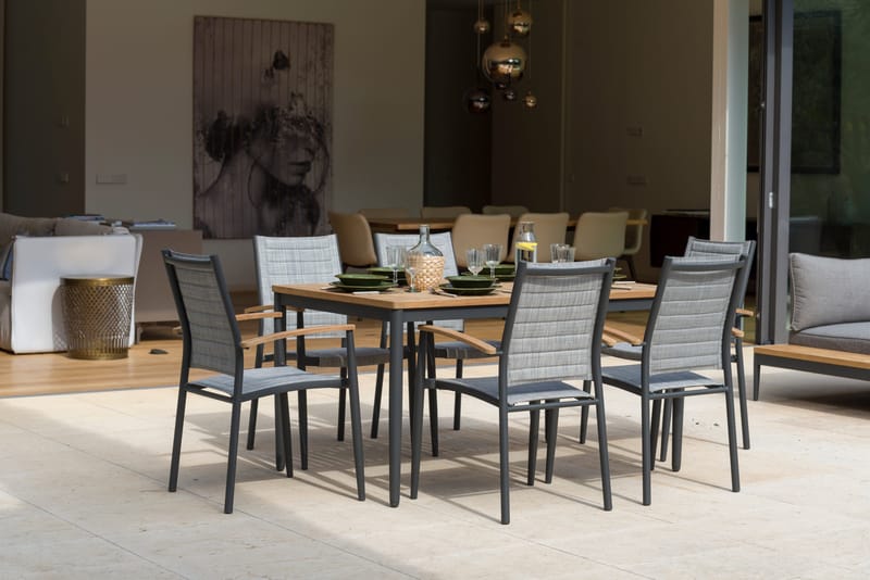 Matgrupp för utomhusbruk TOPAZ 144 cm 4 karmstolar - magnesiumgrå - Utemöbler - Utegrupp - Matgrupper utomhus