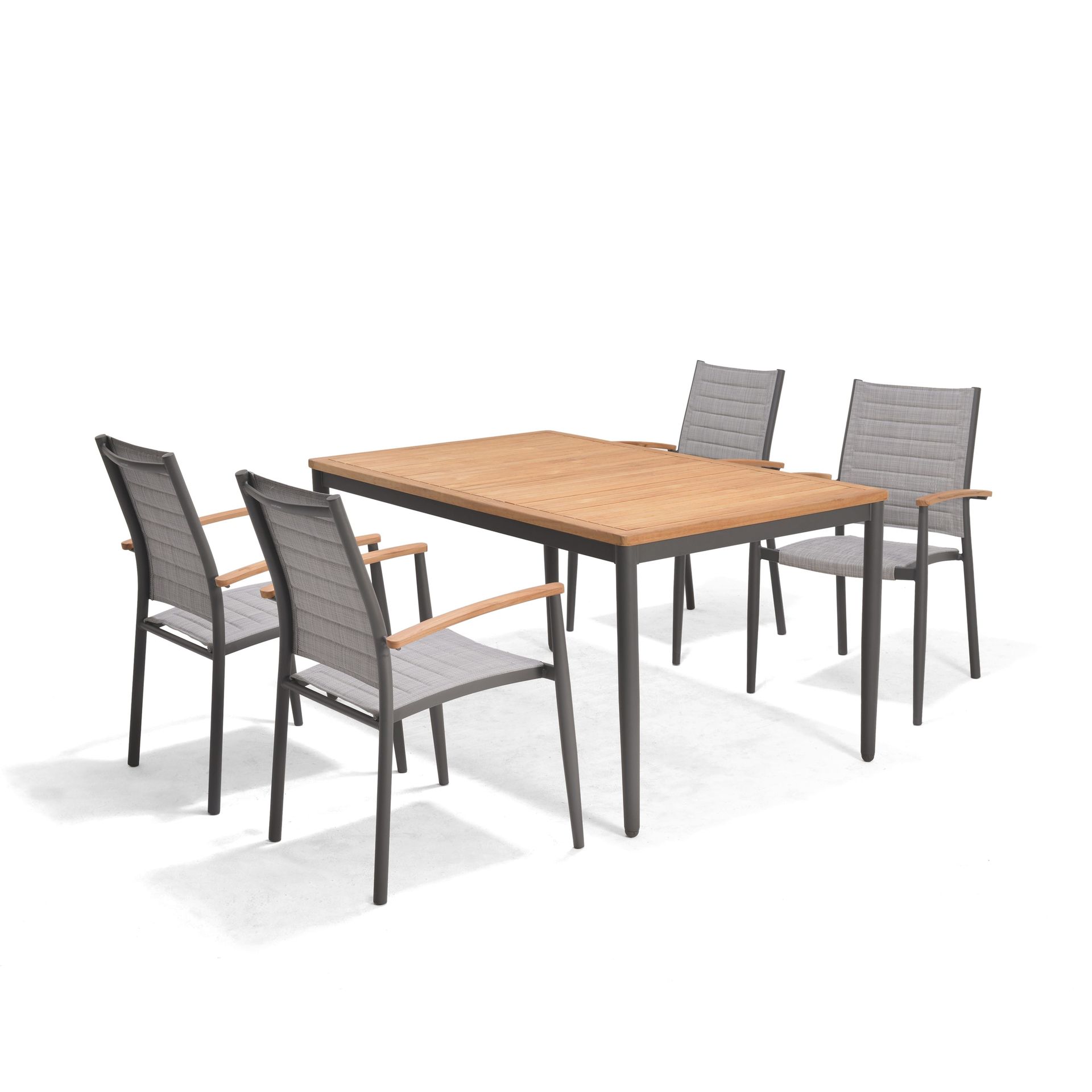 Matgrupp f&ouml;r utomhusbruk TOPAZ 144 cm 4 karmstolar - magnesiumgr&aring;