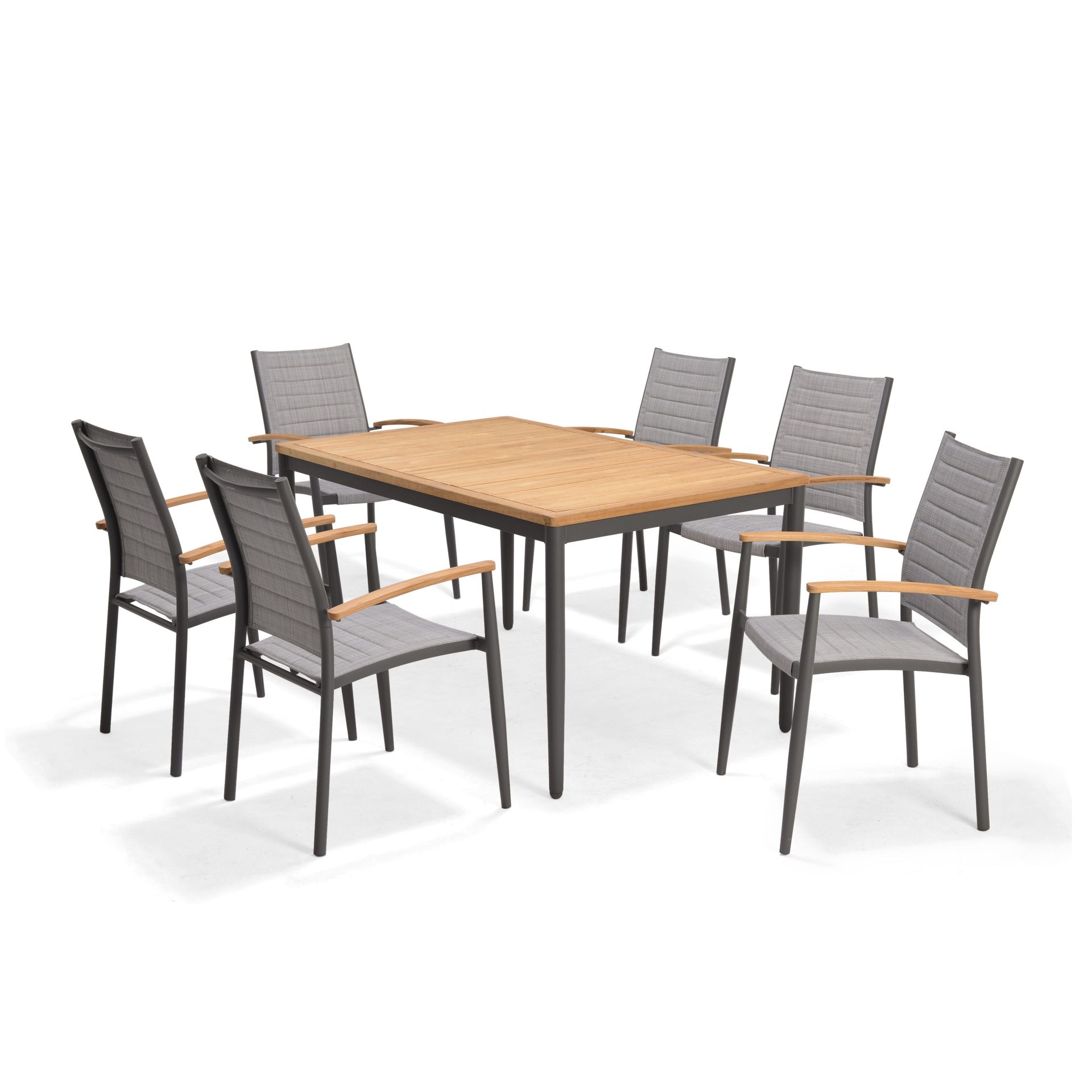 Matgrupp f&ouml;r utomhusbruk TOPAZ 144 cm 6 karmstolar - gr&aring;