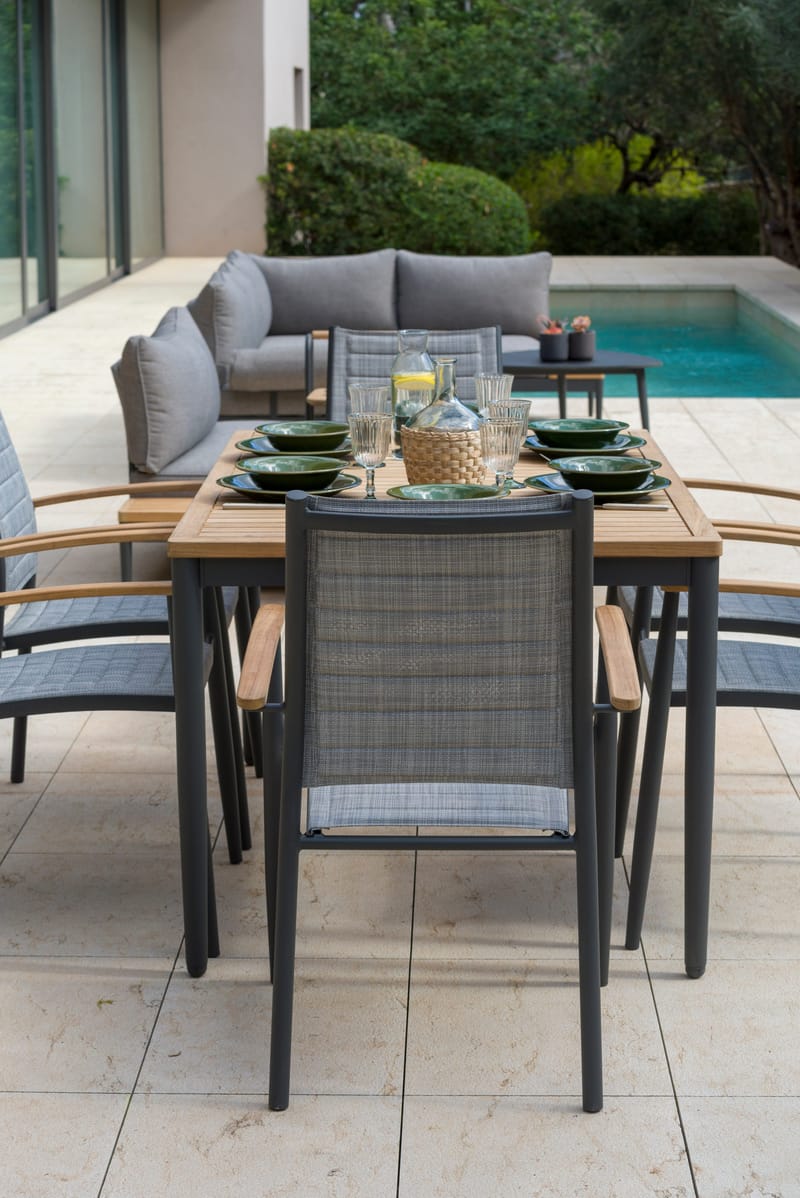 Matgrupp för utomhusbruk TOPAZ 144 cm 6 karmstolar - grå - Utemöbler - Utegrupp - Matgrupper utomhus