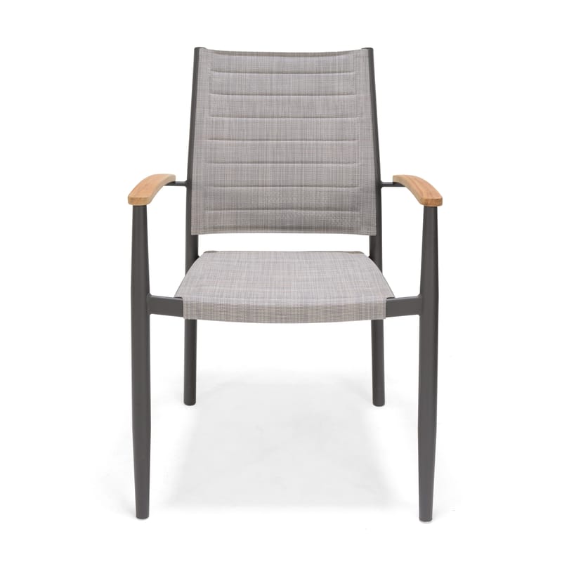 Matgrupp för utomhusbruk TOPAZ 144 cm 6 karmstolar - grå - Utemöbler - Utegrupp - Matgrupper utomhus