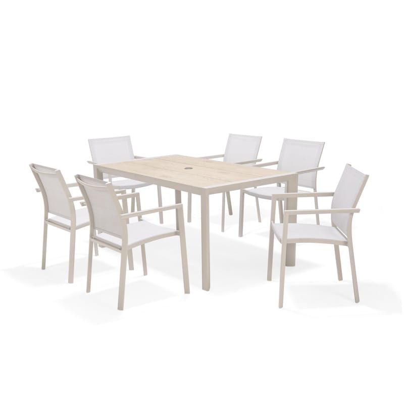 Matgrupp för utomhusbruk Urbanite 160 cm 6 karmstolar, grå