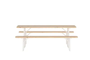 Matgrupp Guiness 200 cm med 2 Bänkar Utomhus - Teaklook, beige stomme - Utemöbler - Utegrupp - Matgrupper utomhus