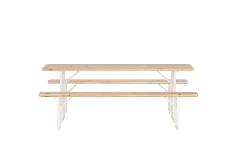 Matgrupp Guiness 200 cm med 2 Bänkar Utomhus - Teaklook, beige stomme - Utemöbler - Utegrupp - Matgrupper utomhus