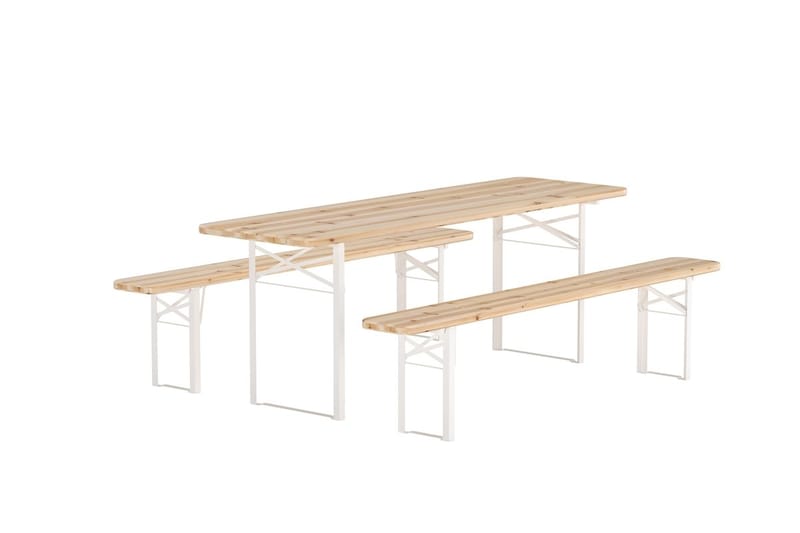 Matgrupp Guiness 200 cm med 2 Bänkar Utomhus - Teaklook, beige stomme - Utemöbler - Utegrupp - Matgrupper utomhus