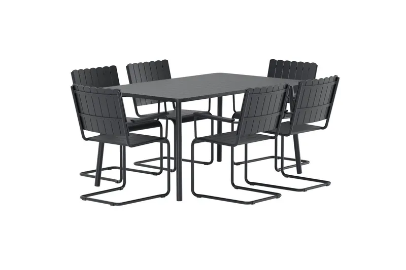 Matgrupp Holmsund med 6 Stolar Utomhus - Svart - Utemöbler - Utegrupp - Matgrupper utomhus