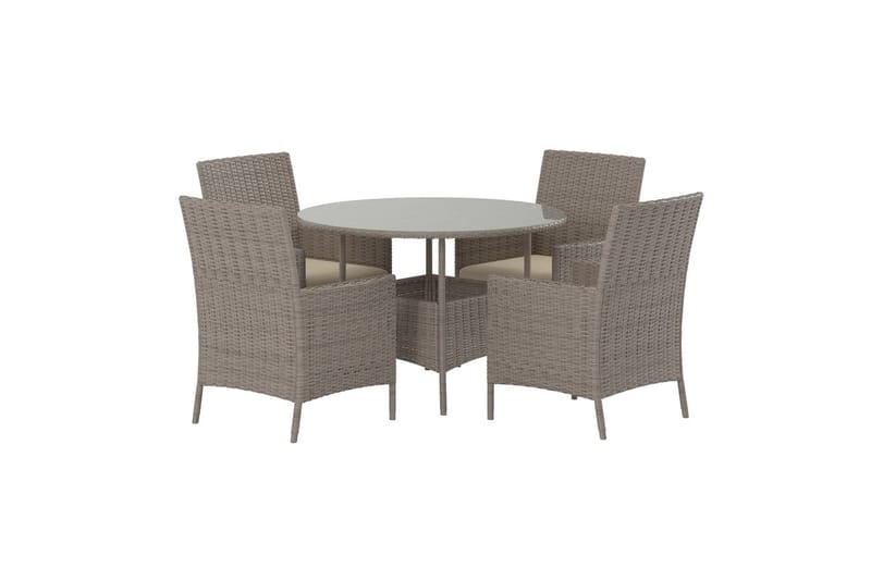 Matgrupp Lefkas 110 cm med 4 Fåtöljer Utomhus - Brun - Utemöbler - Utegrupp - Matgrupper utomhus