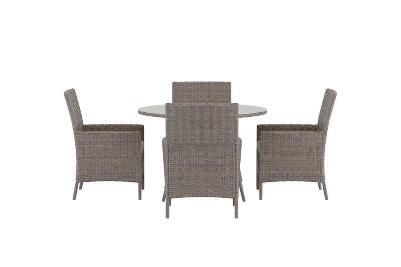 Matgrupp Lefkas 110 cm med 4 Fåtöljer Utomhus - Brun - Utemöbler - Utegrupp - Matgrupper utomhus