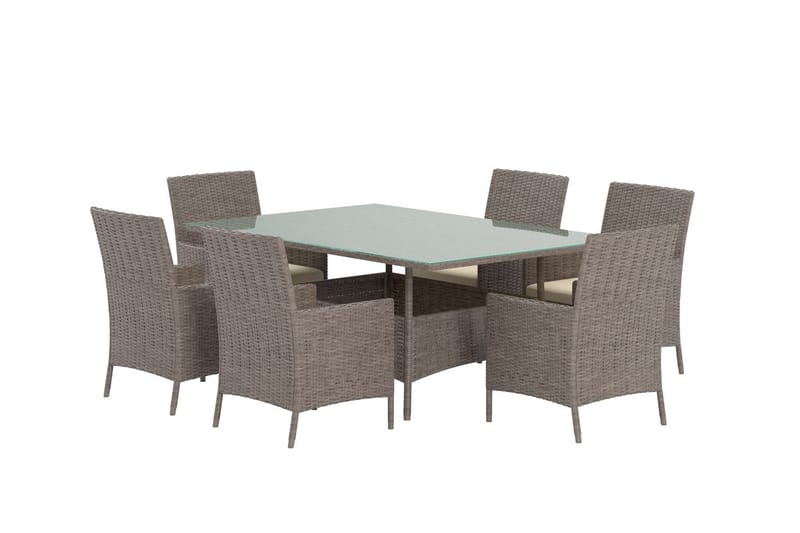 Matgrupp Lefkas 150 cm med 6 Stolar Utomhus - Brun - Utemöbler - Utegrupp - Matgrupper utomhus