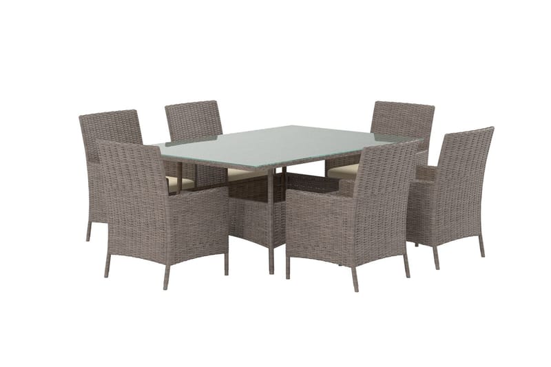 Matgrupp Lefkas 150 cm med 6 Stolar Utomhus - Brun - Utemöbler - Utegrupp - Matgrupper utomhus