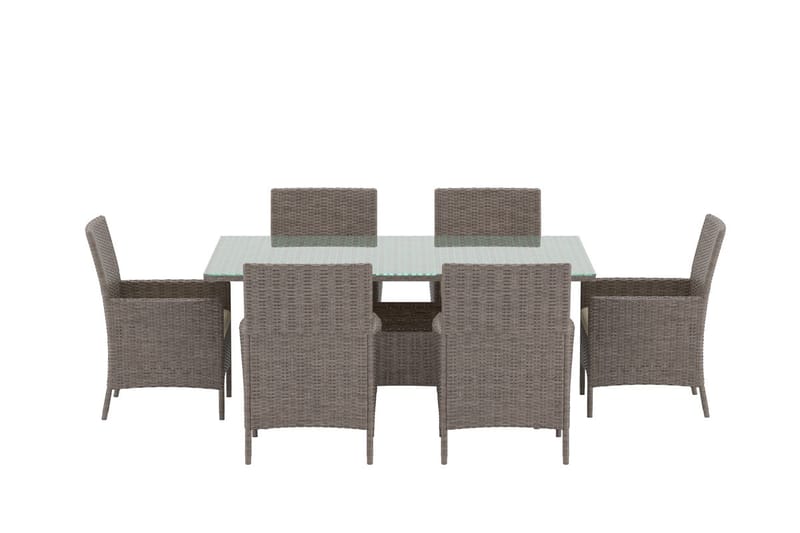 Matgrupp Lefkas 150 cm med 6 Stolar Utomhus - Brun - Utemöbler - Utegrupp - Matgrupper utomhus