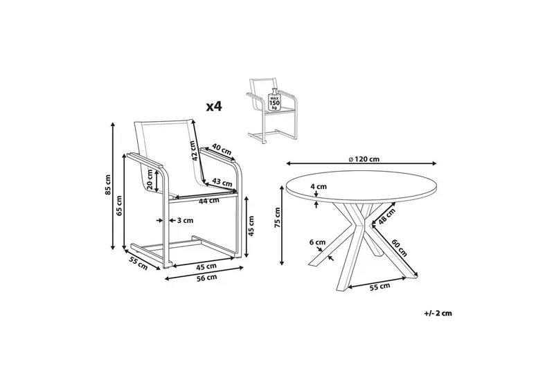 Matgrupp Maletto/Cosoleto Vit/Grå/Silver - Vit/Grå/Silver - Utemöbler - Utegrupp - Matgrupper utomhus
