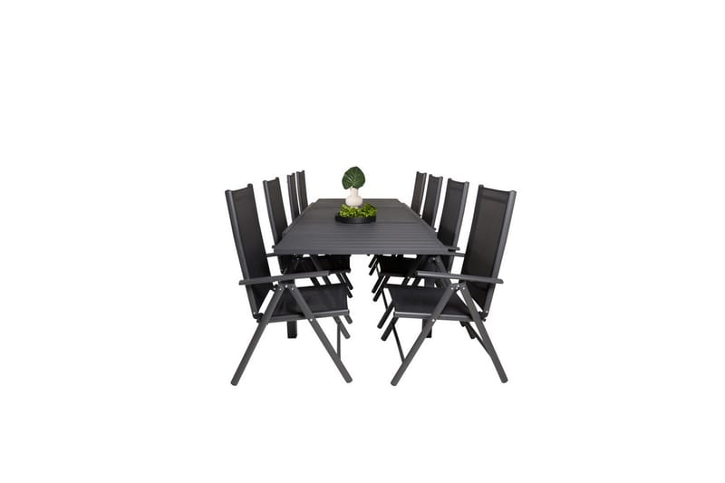 Matgrupp Marbella Rektangulärt 160/240x100 cm Svart med 8st Break Stolar - Utemöbler - Utegrupp - Matgrupper utomhus