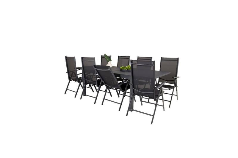 Matgrupp Marbella Rektangulärt 160/240x100 cm Svart med 8st Break Stolar - Utemöbler - Utegrupp - Matgrupper utomhus