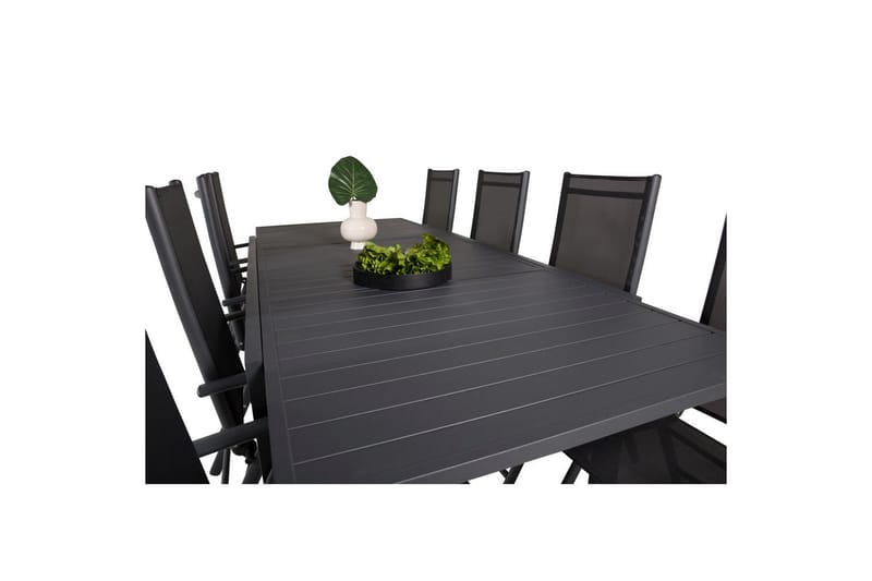 Matgrupp Marbella Rektangulärt 160/240x100 cm Svart med 8st Break Stolar - Utemöbler - Utegrupp - Matgrupper utomhus