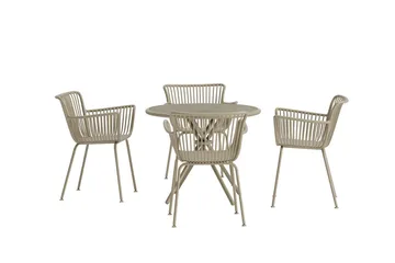 Matgrupp Sifnos 90 cm med 4 Stolar Utomhus - Beige - Utemöbler - Utegrupp - Matgrupper utomhus