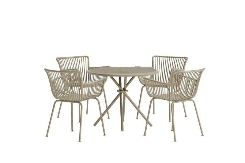 Matgrupp Sifnos 90 cm med 4 Stolar Utomhus - Beige - Utemöbler - Utegrupp - Matgrupper utomhus