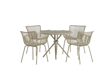 Matgrupp Sifnos 90 cm med 4 Stolar Utomhus - Beige - Utemöbler - Utegrupp - Matgrupper utomhus