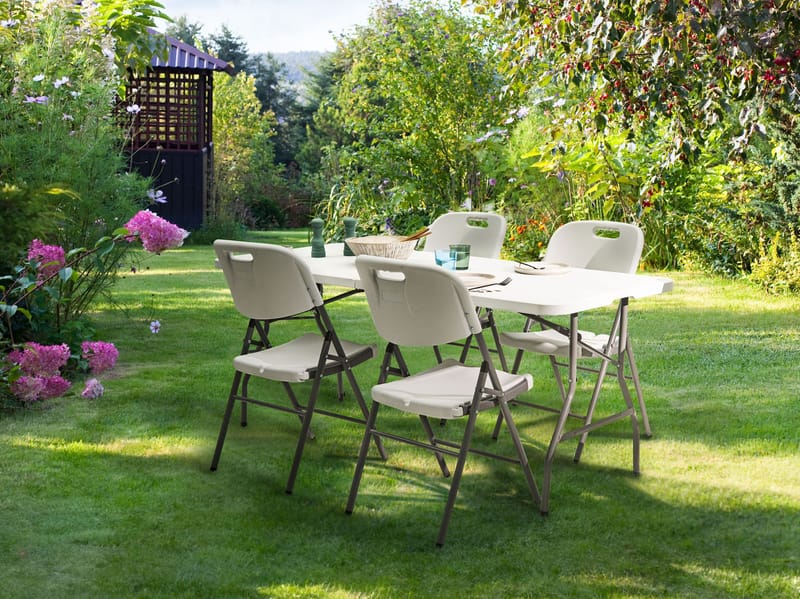 Matgrupp utomhus 4-Sits Cugnoli Fällbar - Vit/silver - Utemöbler - Utegrupp - Matgrupper utomhus