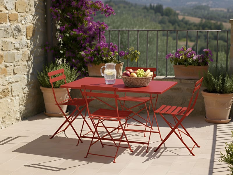 Matgrupp utomhus 4-Sits Fiori - röd - Utemöbler - Utegrupp - Matgrupper utomhus