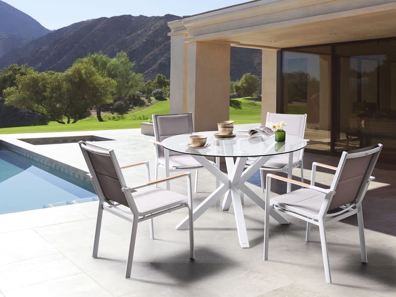 Matgrupp utomhus 4-Sits Maletto/Busseto - Vit/grå/transparent/brun - Utemöbler - Utegrupp - Matgrupper utomhus