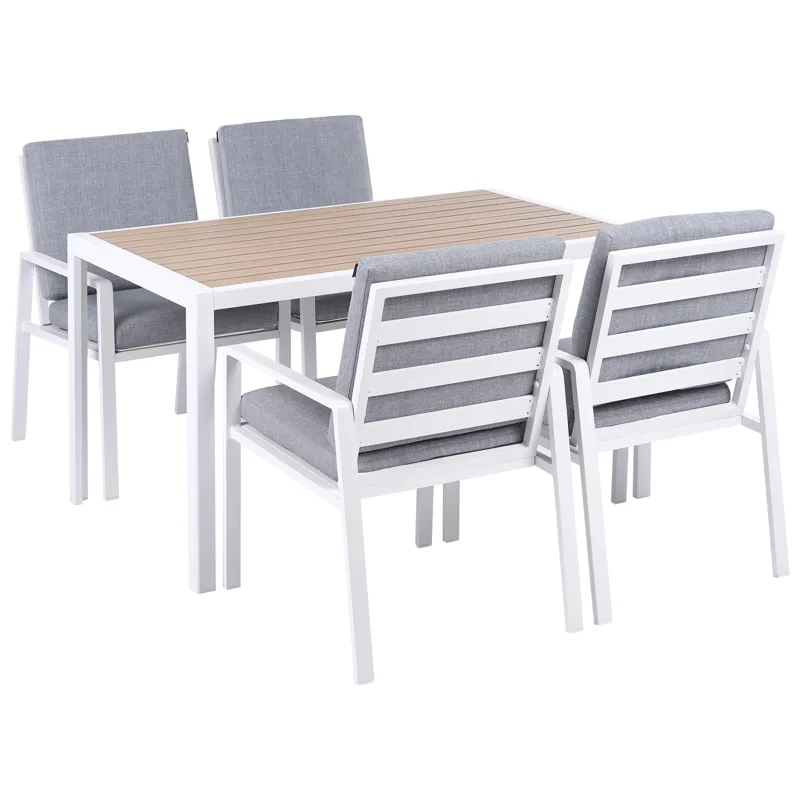 Matgrupp utomhus 4-Sits Visso, vit/gr å/beige