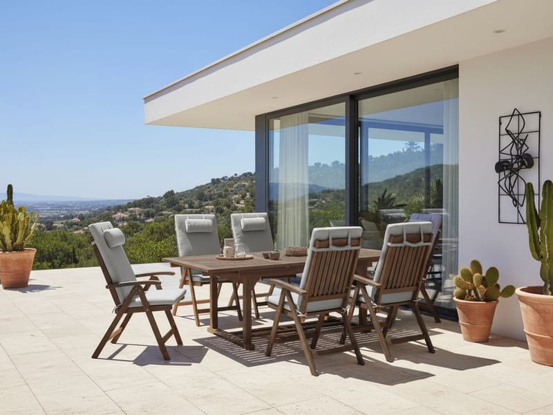 Matgrupp utomhus 6-Sits Amantea Premium Akaciaträ - Brun/Grå - Utemöbler - Utegrupp - Matgrupper utomhus