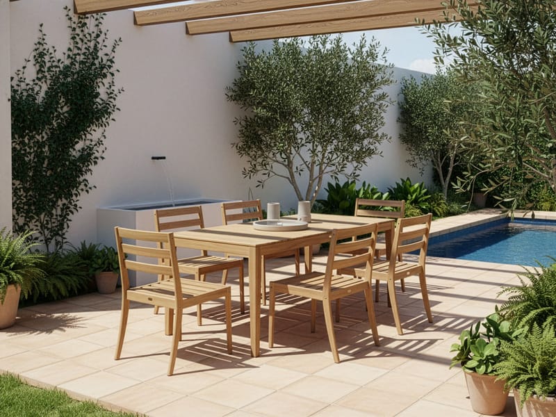 Matgrupp utomhus 6-Sits Chioggia Akaciaträ - Brun - Utemöbler - Utegrupp - Matgrupper utomhus