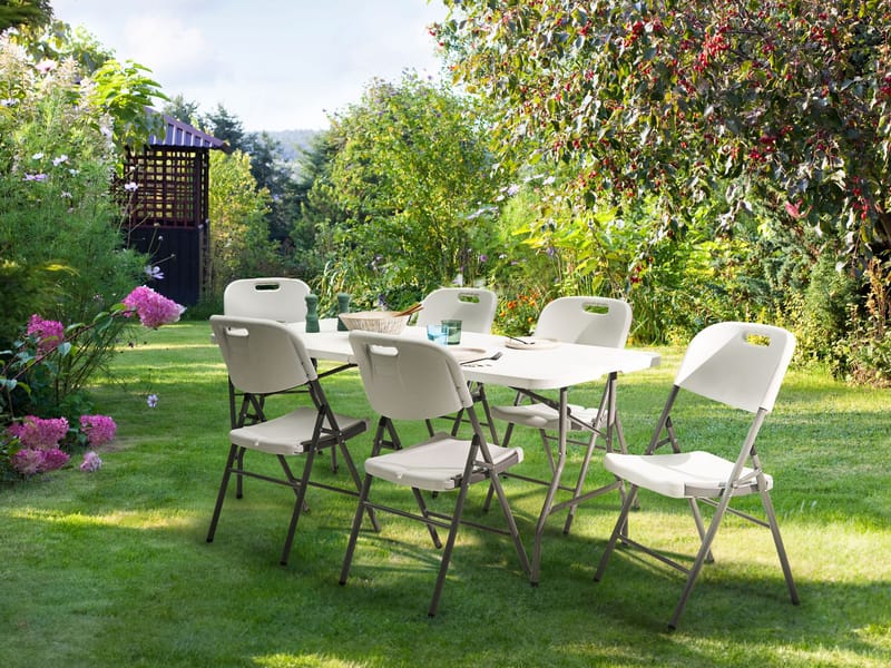 Matgrupp utomhus 6-Sits Cugnoli Fällbar - Vit - Utemöbler - Utegrupp - Matgrupper utomhus